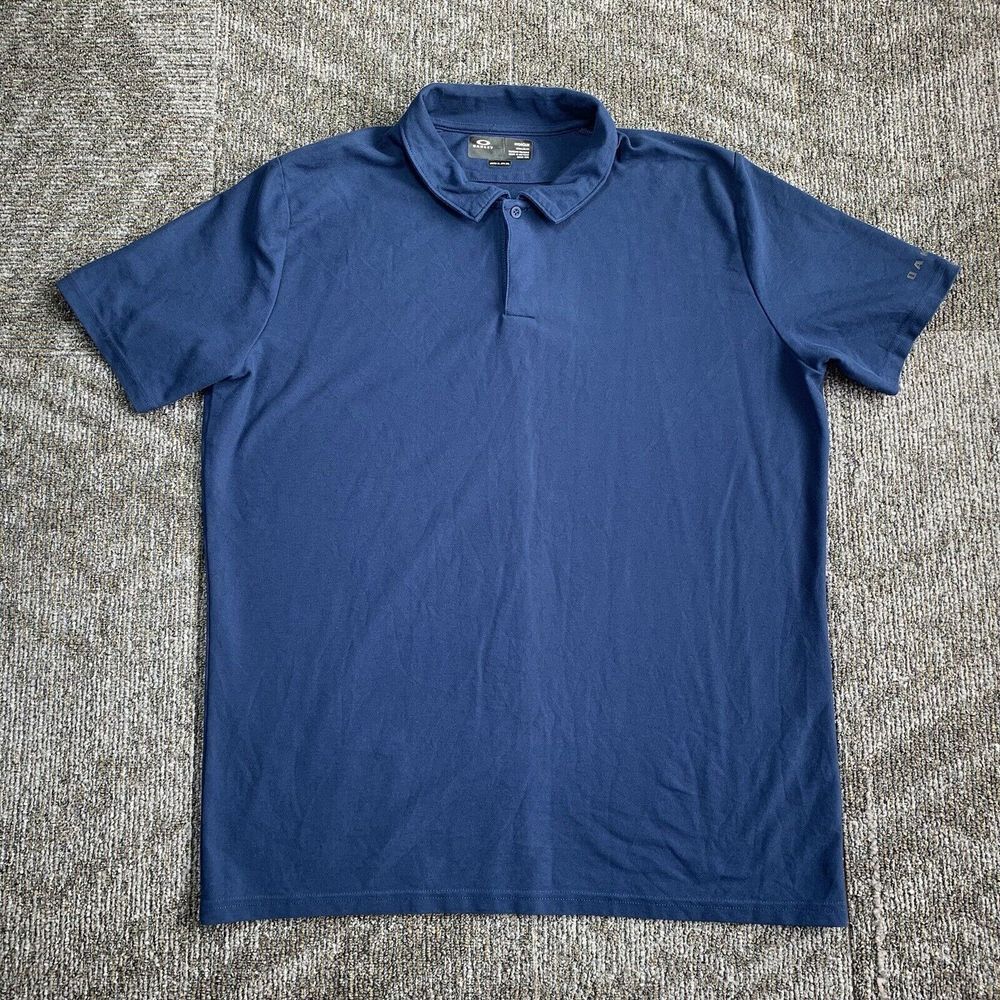 Oakley Hydrolix Polo Shirt Mens XL Blue Solid Performance Stretch Adult